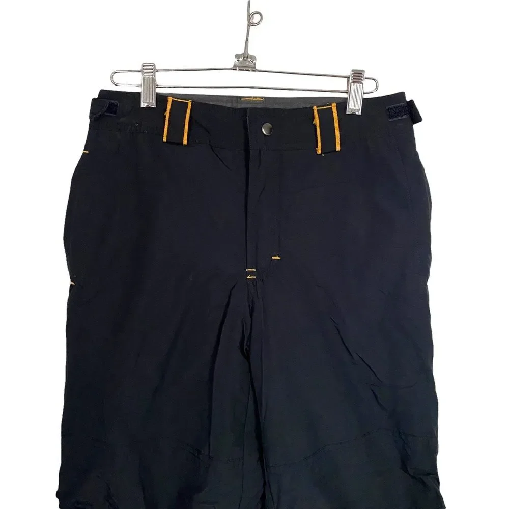 Gap Kids Snow Pants Black Yellow Trim Size Large (10) Side Button Zipper Unisex